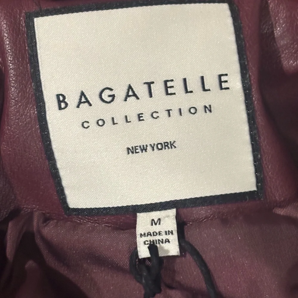 NWT-Bagatelle Open Front Faux Leather Trench Coat - Medium - Zinfandal - Picture 9 of 11